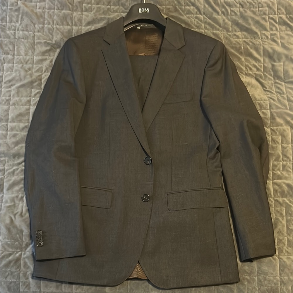 Boss Black Brown Sharkskin Suit